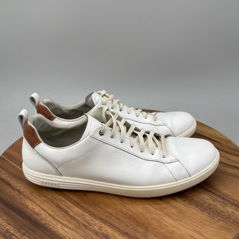 Cole Haan Grand Pro Shoes Mens Size 11.5 M White Leather Tennis Comfort Sneakers